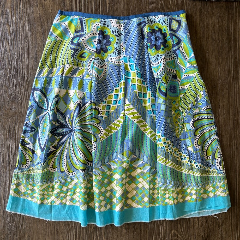 Trevan Vintage Pleated Floral Lined Silk & Cotton Blend Size 14 Skirt!